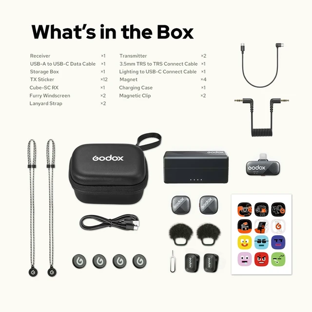 Alt view image 2 of 7 - GODOX Cube-C Comb Kit2 Wireless Lavalier Microphone | For Camera/iPhone/Android/PC, 300m(1000ft.) Range, 48KHz 24Bit, Noise Cancellation, 10H Battery Life, For Vlog, Interview