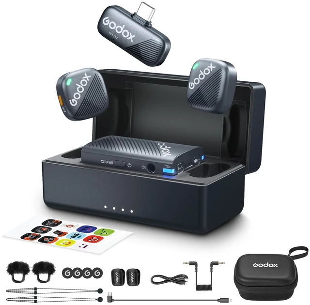 Main image of GODOX Cube-C Combo Kit2 Wireless Lavalier Microphone System | 48kHz 24bit Audio, 1000ft Range, 40H Battery, Dual Audio Backup, 2TX+1RX+Charging Case for Multi Devices