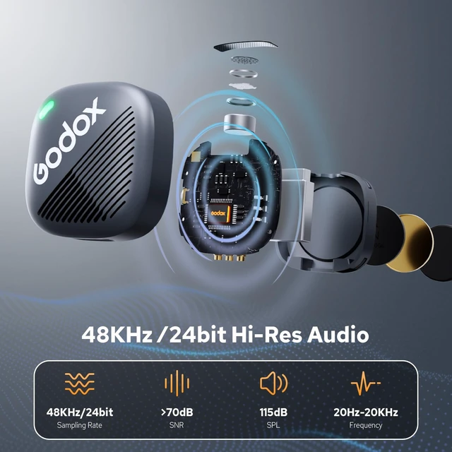 Alt view image 3 of 7 - GODOX Cube-C Combo Kit2 Wireless Lavalier Microphone System | 48kHz 24bit Audio, 1000ft Range, 40H Battery, Dual Audio Backup, 2TX+1RX+Charging Case for Multi Devices