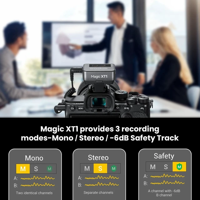 Alt view image 4 of 7 - GODOX Magic XT1 Touchscreen Wireless Lavalier Microphone | For Camera/Android/iPhone 15&16/PC, 48kHz/24-bit, Noise Cancellation, 2.4G Wireless 656ft Range, For TikTok Vlog Youtuber