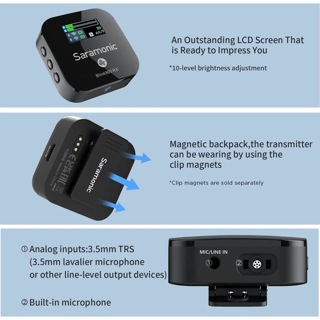 Alt view image 6 of 7 - Saramonic Blink900 B1 Wireless Lavalier Microphone System & 656ft Wireless Range & OLED Screen for Canon Nikon DSLR Camera, Camcorder, for Interview, Vlogging, Tiktok, YouTube Video, News Gathering