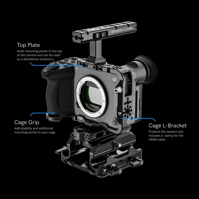 Alt view image 2 of 7 - Wooden Camera Full Cage for Sony FX2 Professional Grade Modular Lightweight Camera Cage Rig with Top Plate, Cage Grip & L-Bracket for Accessories - Multiple Mounting Points