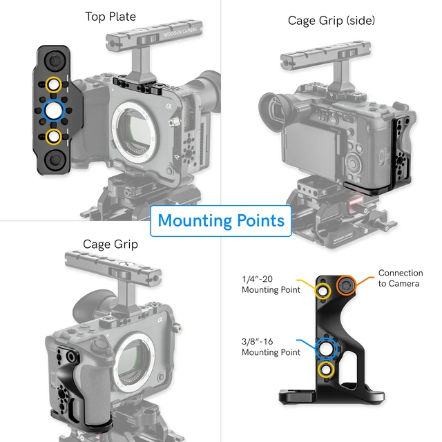 Alt view image 3 of 7 - Wooden Camera Full Cage for Sony FX2 Professional Grade Modular Lightweight Camera Cage Rig with Top Plate, Cage Grip & L-Bracket for Accessories - Multiple Mounting Points
