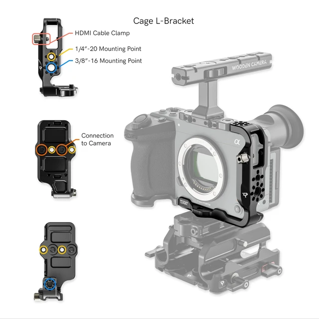 Alt view image 4 of 7 - Wooden Camera Full Cage for Sony FX2 Professional Grade Modular Lightweight Camera Cage Rig with Top Plate, Cage Grip & L-Bracket for Accessories - Multiple Mounting Points