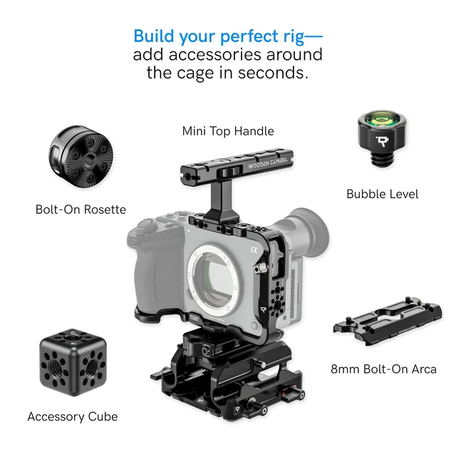 Alt view image 5 of 7 - Wooden Camera Full Cage for Sony FX2 Professional Grade Modular Lightweight Camera Cage Rig with Top Plate, Cage Grip & L-Bracket for Accessories - Multiple Mounting Points