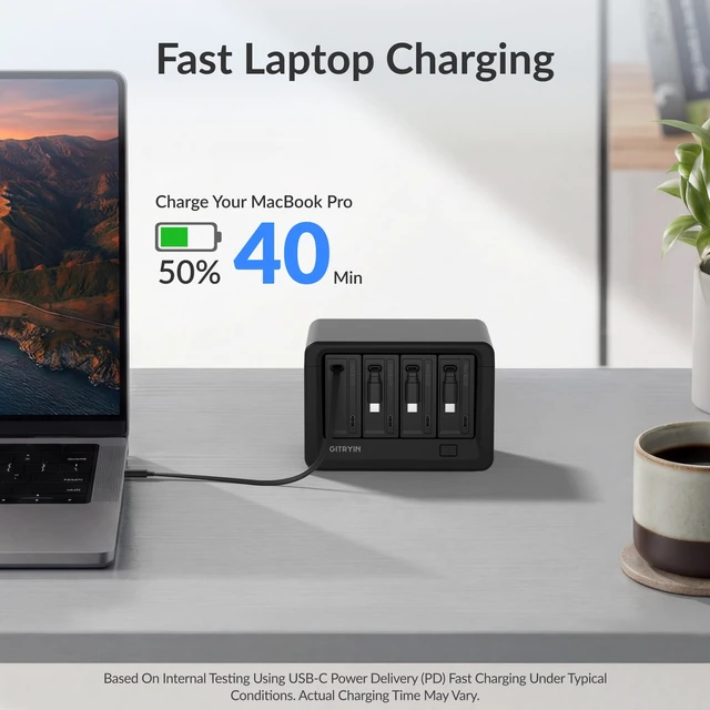 Alt view image 3 of 7 - 12-in-1 Desktop Charging Station, 260W USB Retractable GaN Charger | Modular Charging Hub with 4 AC, 4 USBC, 33.5in Retractable Cables, Fast Charger for Laptop, Phone, Tablet, Home Office, Black