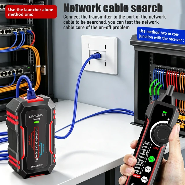 Alt view image 7 of 7 - NF-802MG Network Cable Tester Ethernet Cable Tester with NCV and SCAN | for PoE Voltage/Cat5/Cat5e/Cat6/Cat6a CAT3 Phone Line RJ11 RJ45 Network Tester Wire Tracer Ethernet LAN Telephone Line Finder