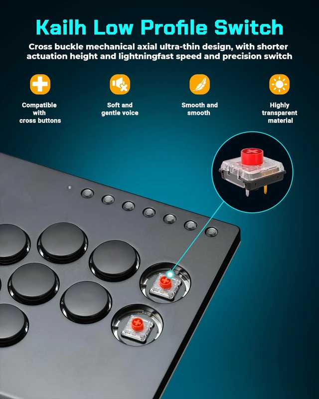Alt view image 5 of 7 - Sehawei Haute42 All Metal Arcade Stick 13Keys All-Button Controller | Supports SOCD, Custom RGB & Turbo Function, Compatible with PC/Ps3/Ps4/Switch/Steam