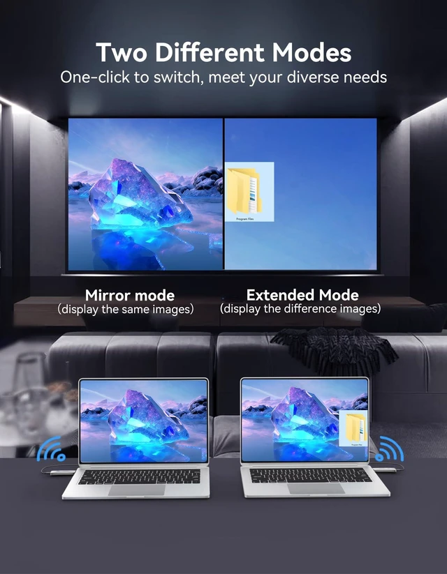 Alt view image 6 of 7 - Wireless HDMI Transmitter and Receiver 4K, FIGEBNY Wireless HDMI Extender Sender Kit 2.4G/5G for Streaming Video Audio to Monitor for TV Box/PC/Laptop/HDTV/Projector Camera Portable Silver