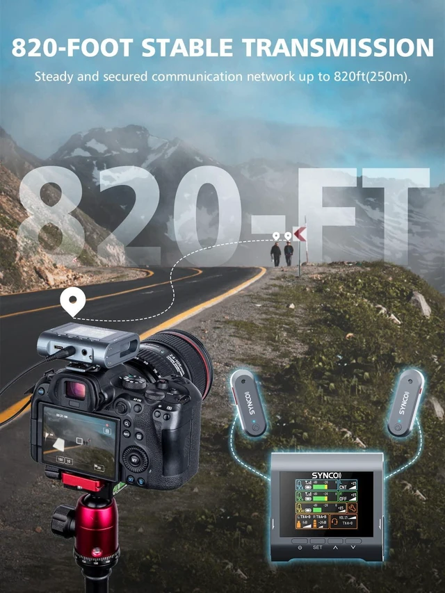 Alt view image 2 of 6 - SYNCO Wireless Lavalier Microphone, G3 Lapel Mic Grey Triple Channel Transmission up to 250m for DSLR Camera Smartphone Laptop for YouTube Streaming Vlogging, Wireless-Lavalier-Recording-Video-Mic