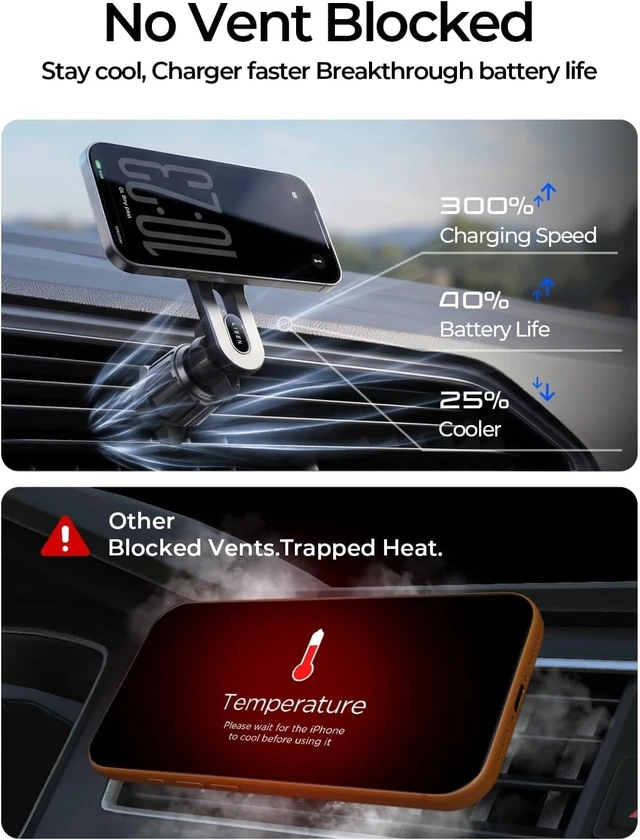 Alt view image 4 of 7 - LISEN for Qi2.2 25W MagSafe Car Mount Charger for iPhone 18 Pro Max, Car Vent Magnetic Car Charger Stable Qi2 Wireless Charging Car Charger Mount Holder,Car Mount,Car Vent Mount for iPhone 18 17 16