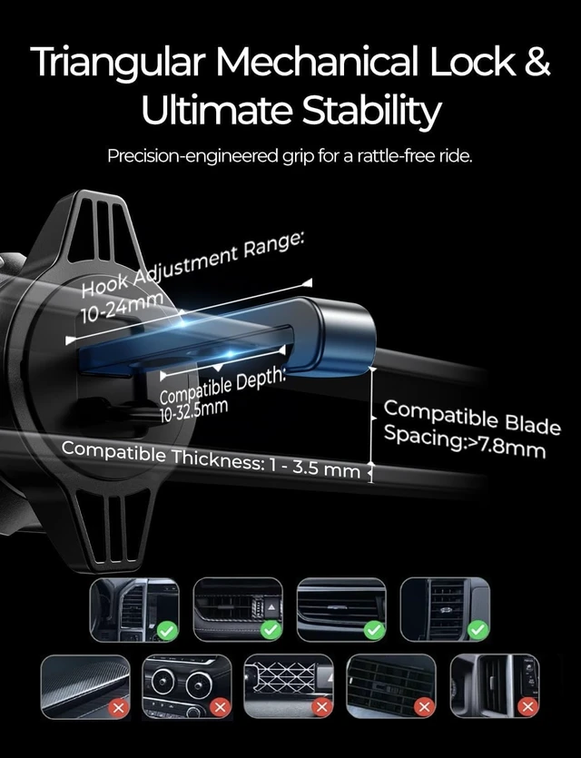 Alt view image 7 of 7 - LISEN for Qi2.2 25W MagSafe Car Mount Charger for iPhone 18 Pro Max, Car Vent Magnetic Car Charger Stable Qi2 Wireless Charging Car Charger Mount Holder,Car Mount,Car Vent Mount for iPhone 18 17 16