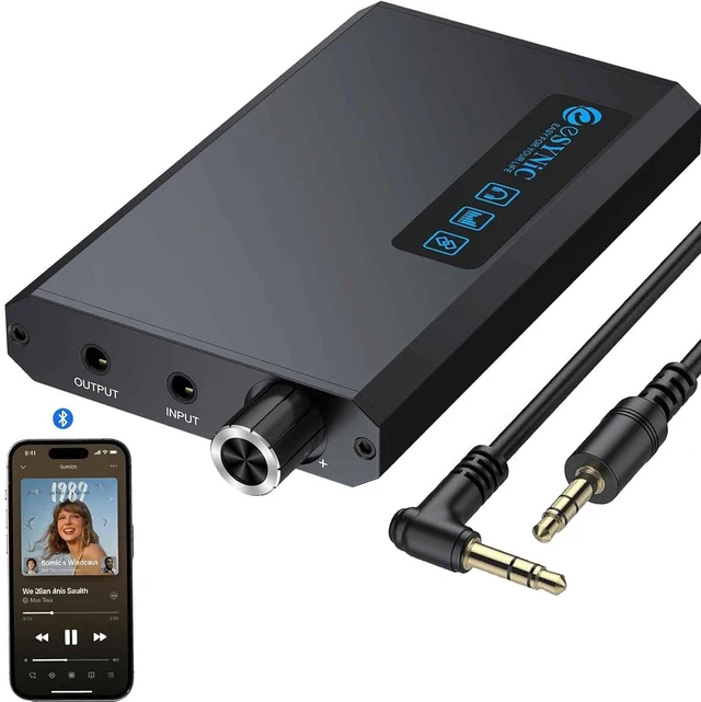 Main image of eSynic Bluetooth 5.1 Receiver Headphone Amplifier Portable-1500mAH Rechargeable 3.5MM Headphone Amp-16-300-Two-Stage Gain Switch-Compact-Aluminum Matte Surface-for Phone/Car Aux/CD Players