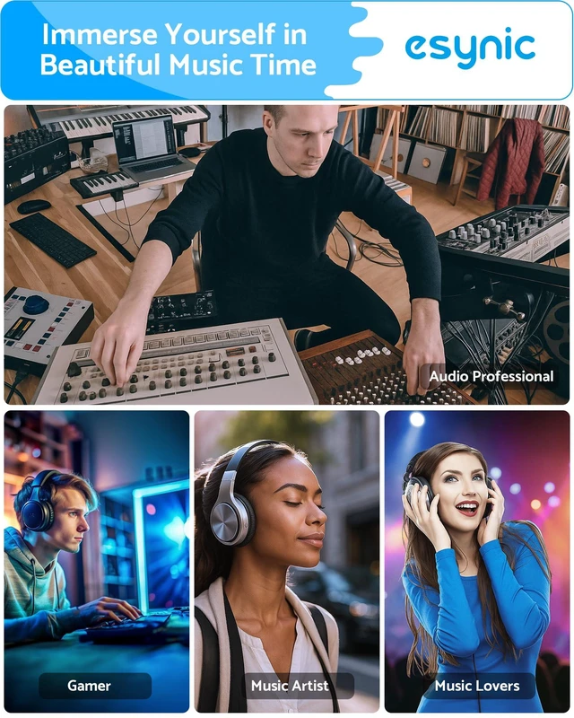 Alt view image 7 of 7 - eSynic Bluetooth 5.1 Receiver Headphone Amplifier Portable-1500mAH Rechargeable 3.5MM Headphone Amp-16-300-Two-Stage Gain Switch-Compact-Aluminum Matte Surface-for Phone/Car Aux/CD Players