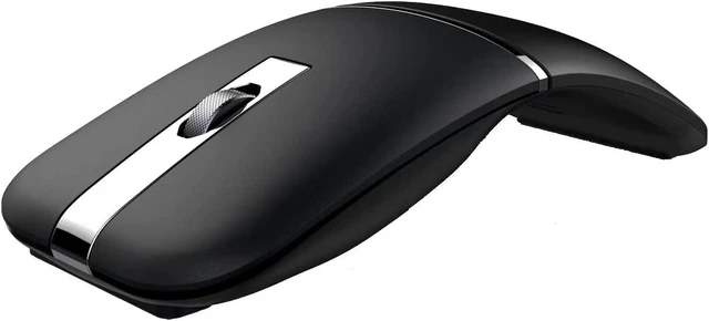 Main image of Carledon Foldable Arc Wireless Mouse with USB Receiver, Bluetooth 2.4GHz Dual-Mode Rechargeable,180° Rotation, Silent Click, Portable Curved Computer Mouse for PC, Laptop, MacBook (Black)