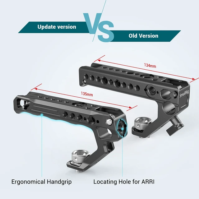 Alt view image 3 of 7 - SMALLRIG Top Handle with Locating Holes for ARRI for Camera Cage, Ergonomic Design, with Anti-Off Designed Cold Shoe Adapter - 2165C