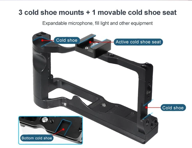 Alt view image 3 of 7 - FEICHAO CNC M6 Mark2 Camera Cage Form-Fitting Rig with Cold Shoe Mount Compatible with Canon EOS M6 Mark II Stabilizer