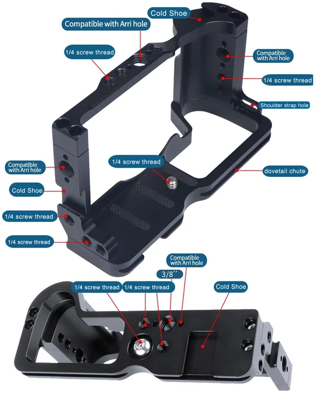 Alt view image 4 of 7 - FEICHAO CNC M6 Mark2 Camera Cage Form-Fitting Rig with Cold Shoe Mount Compatible with Canon EOS M6 Mark II Stabilizer