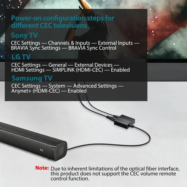 Alt view image 3 of 7 - YGiTK eARC Audio Extractor, HDMI ARC to Optical Adapter, 24Bit/192kHz | Converts TV eARC/ARC HDMI audio to optical output for soundbars, wireless TV headphones and home theater systems