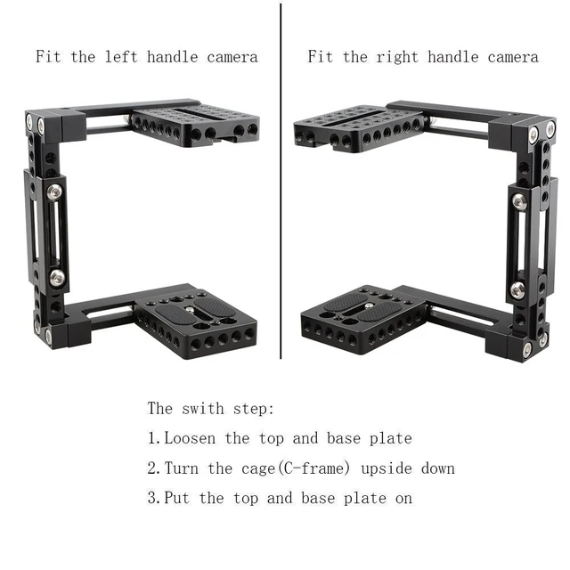 Alt view image 3 of 7 - CAMVATE Adjustable Camera Cage Fit for Right Handle and Left Handle Camera
