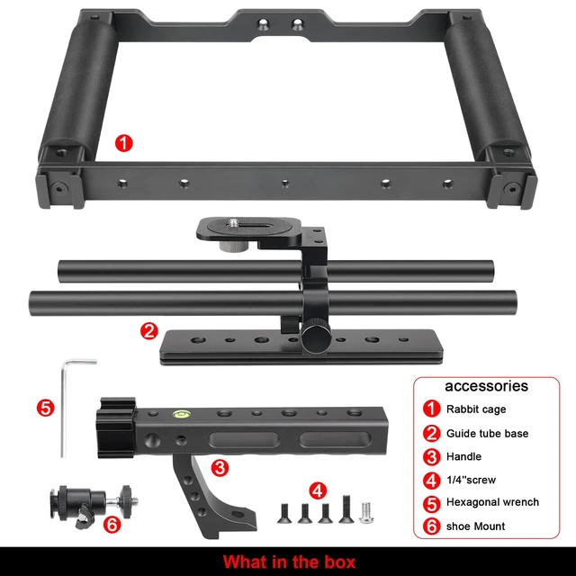 Alt view image 6 of 7 - Universal Aluminum Alloy DSLR Mirrorless Camera Camcorder Stabilizer Extension Cage Mount for Mic Monitor Light, Movie Making Rig YouTube Tiktok Vlogging Video Kit w/Phone Holder for Canon Sony Nikon
