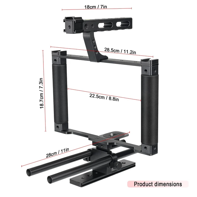Alt view image 7 of 7 - Universal Aluminum Alloy DSLR Mirrorless Camera Camcorder Stabilizer Extension Cage Mount for Mic Monitor Light, Movie Making Rig YouTube Tiktok Vlogging Video Kit w/Phone Holder for Canon Sony Nikon