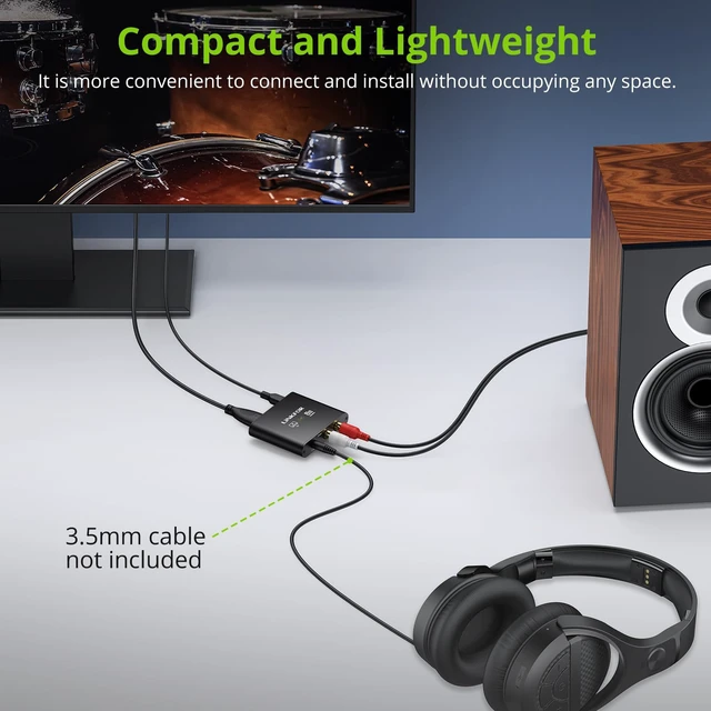 Alt view image 4 of 7 - LiNKFOR 192KHz HDMI eARC/ARC Audio Extractor, HDMI to RCA & 3.5mm Converter, Supports Simultaneous Output & TV Remote Volume Control (CEC), for Smart TV to Amplifier, Active Speaker, Headphone