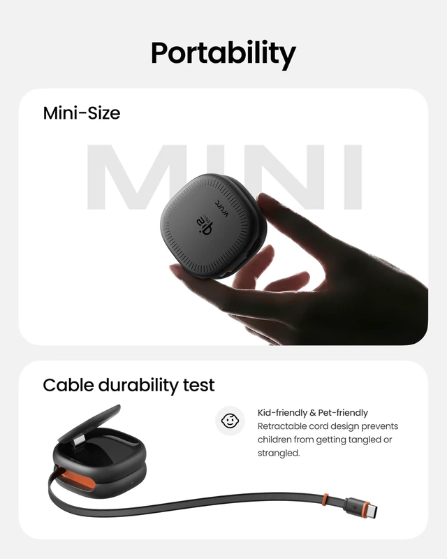 Alt view image 6 of 7 - VRURC Charger for Apple Watch, 3 in 1 Wireless Charging Station, Qi2.2 25W Foldable Travel Charger Dock with 45W Power Adapter for iPhone 17/16/15/14/13, AirPods - Black