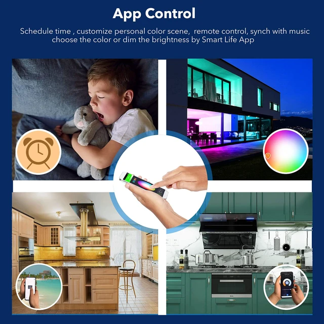 Alt view image 3 of 7 - LED Smart Under Desk Lights Plug in White & RGB Color Changing Dimmable with Remote. Alexa, Google Enabled. Under Counter Lighting Bar for Kitchen, Shelf, Cupboard, Cabinet, Monitor (1-Bar Kit, 12")