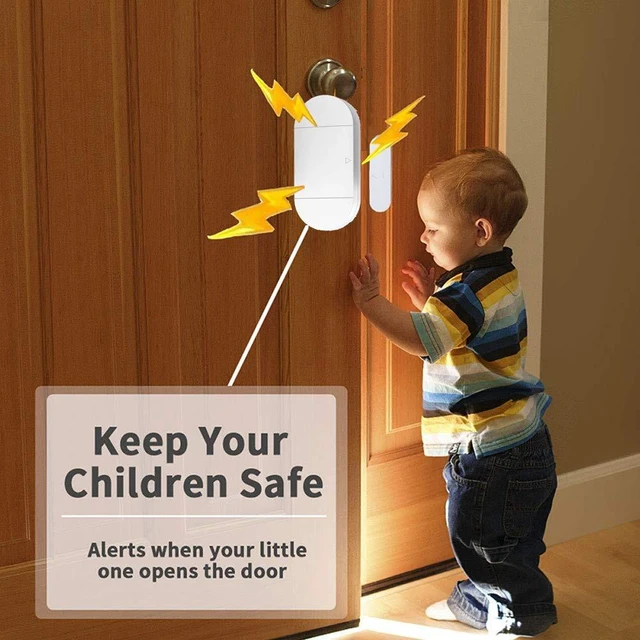 Alt view image 4 of 7 - Door Window Sensor Alarm When Door Opens, Door Alarms for Home Kids Safety with Remote, Magnetic Sensor Alarm for Store/Garage,130dB Loud Alarm 4 Working Mode
