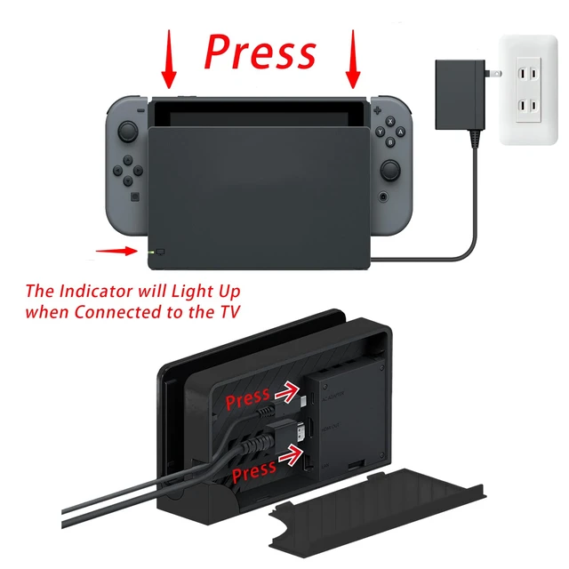 Alt view image 4 of 6 - Dock Station for Nintendo Switch/Switch OLED with LAN Port,3-1 Switch Docking Station Set for TV with 1080P HDMI Cable and AC Adapter,Dock Base Charging Dock Station for Nintendo Switch/OLED (Black)