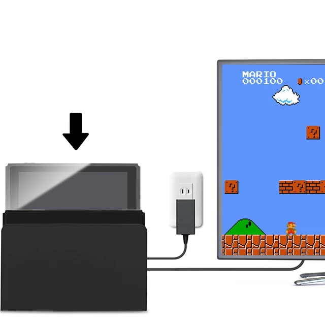 Alt view image 6 of 6 - Dock Station for Nintendo Switch/Switch OLED with LAN Port,3-1 Switch Docking Station Set for TV with 1080P HDMI Cable and AC Adapter,Dock Base Charging Dock Station for Nintendo Switch/OLED (Black)
