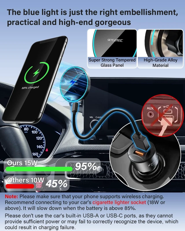 Alt view image 3 of 7 - SKYLOTEC Magnetic Charger Phone Mount for BMW 4 Series 2021-2023 | 15W Magsafe Charger for 3 Series 2019-2022/2 Series 2022-2024, 10.25-inch Screen Cradles Magnets for iPhone Samsung