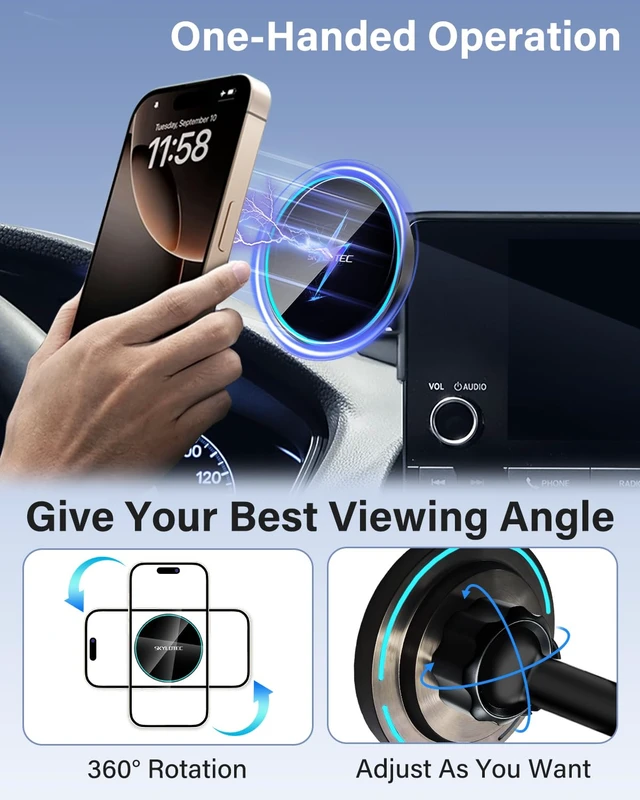 Alt view image 5 of 7 - SKYLOTEC Magnetic Charger Phone Mount for BMW 4 Series 2021-2023 | 15W Magsafe Charger for 3 Series 2019-2022/2 Series 2022-2024, 10.25-inch Screen Cradles Magnets for iPhone Samsung
