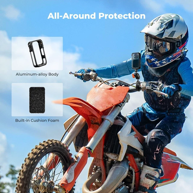 Alt view image 7 of 7 - K&F CONCEPT Camera Cage for Insta360 X6 Accessories | Aluminum Alloy Protective Case for Insta 360 X6, Cold Shoe Mount for Microphone, LED Light with Built-in 1/4" Screw Hole CI02