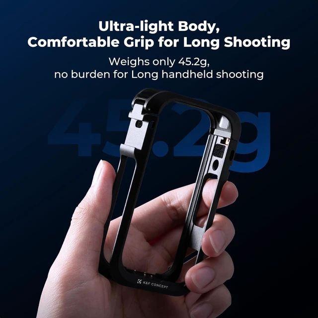 Alt view image 6 of 7 - K&F CONCEPT Camera Cage for Insta360 X6 Accessories | Aluminum Alloy Protective Case for Insta 360 X6, Cold Shoe Mount for Microphone, LED Light with Built-in 1/4" Screw Hole CI02