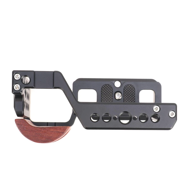 Alt view image 5 of 7 - Hersmay ZV-E10 Camera Cage with Wooden Side Handle Cage Rig for Sony ZV-E10 DSLR Camera Accessories Built-in Threaded Holes, Cold Shoe and Quick Release Plate fit Arca Type