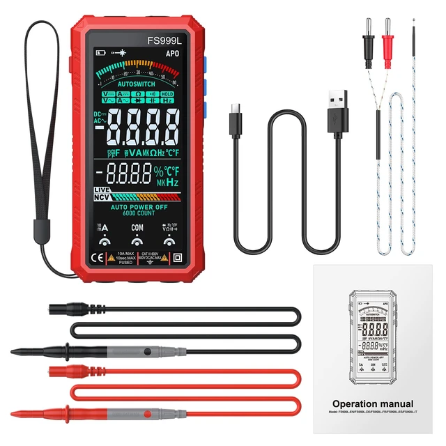 Alt view image 7 of 7 - 6000 Counts Smart Digital Multimeter,USB Rechargeable,Color LCD Screen | Smart auto/manual multimeter,AC/DC voltage current,NCV safety,capacitance frequency temperature,True RMS,home and car repair