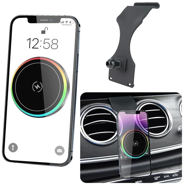Main image of LUNQIN Car Magnetic Phone Mount for Mercedes Benz E-Class 2016-2023 and CLS Class 2018-2023 Auto Interior Accessories Best Cellphone Holder Fast 15W Wireless Charger Cell Phones Charging Screen Stand