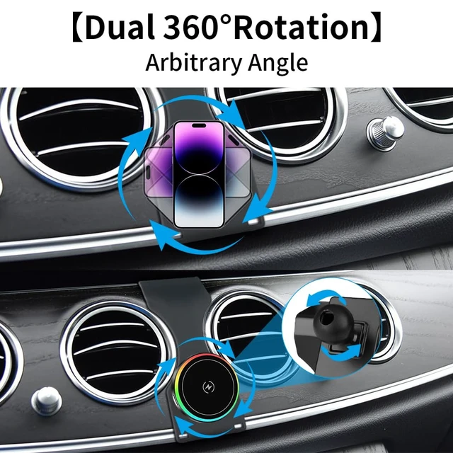 Alt view image 5 of 7 - LUNQIN Car Magnetic Phone Mount for Mercedes Benz E-Class 2016-2023 and CLS Class 2018-2023 Auto Interior Accessories Best Cellphone Holder Fast 15W Wireless Charger Cell Phones Charging Screen Stand