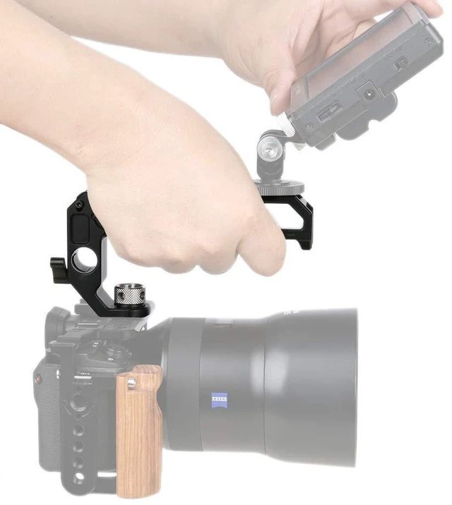 Alt view image 5 of 7 - NICEYRIG Top Handle for ARRI 3/8 '' Thread with 15mm Rod Clamp, DSLR Camera Wooden Grip for Cage Rig - 348