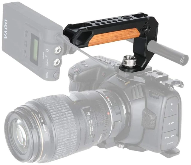 Alt view image 7 of 7 - NICEYRIG Top Handle for ARRI 3/8 '' Thread with 15mm Rod Clamp, DSLR Camera Wooden Grip for Cage Rig - 348