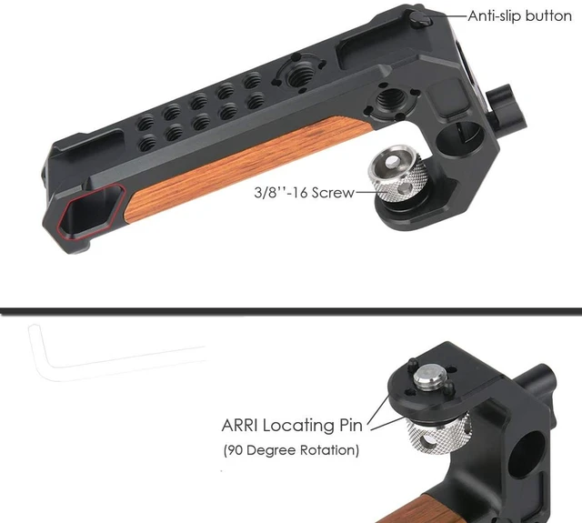 Alt view image 6 of 7 - NICEYRIG Top Handle for ARRI 3/8 '' Thread with 15mm Rod Clamp, DSLR Camera Wooden Grip for Cage Rig - 348