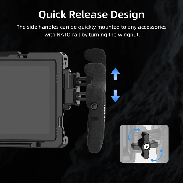 Alt view image 2 of 7 - Nitze Side Handle Kit with NATO Clamp - PA32C | 360° Adjustable, Left and Right Side Handles, For Smartphone / iPad / Monitor / Camera Cages