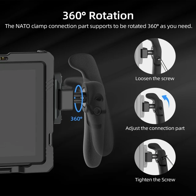 Alt view image 4 of 7 - Nitze Side Handle Kit with NATO Clamp - PA32C | 360° Adjustable, Left and Right Side Handles, For Smartphone / iPad / Monitor / Camera Cages