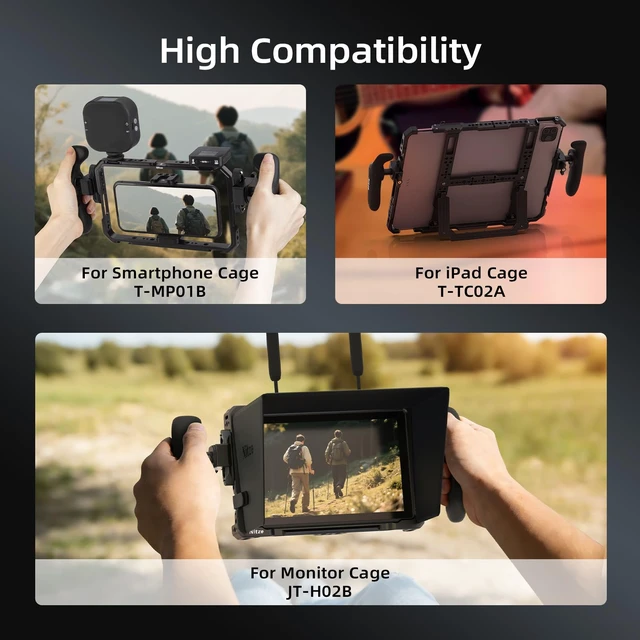 Alt view image 7 of 7 - Nitze Side Handle Kit with NATO Clamp - PA32C | 360° Adjustable, Left and Right Side Handles, For Smartphone / iPad / Monitor / Camera Cages