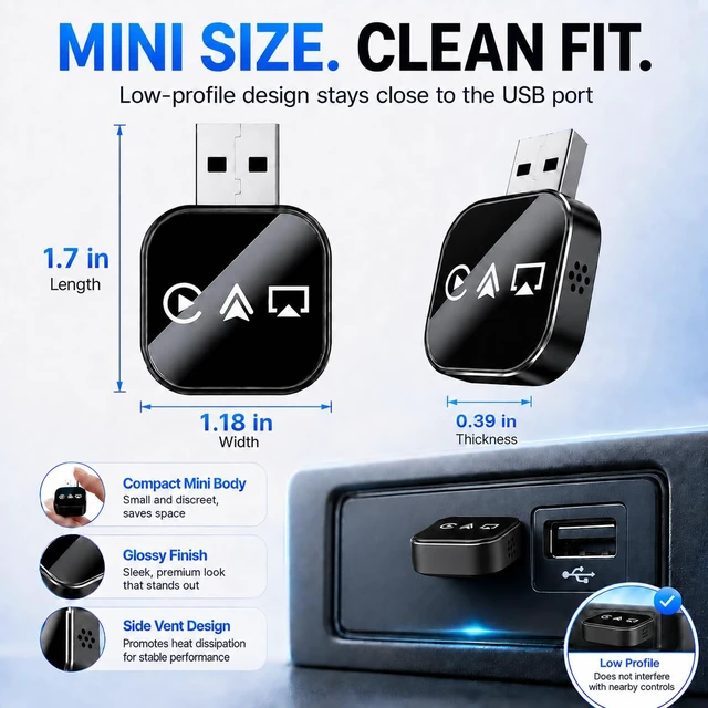 Alt view image 5 of 6 - 2026 Wireless Carplay Adapter for iPhone Car Play for Apple Android Auto Bluetooth 5.8ghz WiFi USB Adaptador Applecar Tech Gadgets Fast Connect Smartbox Wired to Wireless Accessories