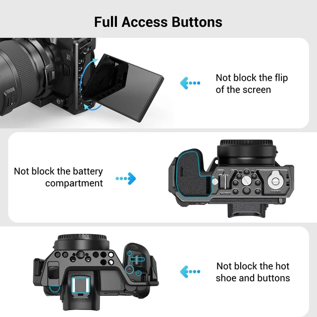 Alt view image 3 of 7 - SMALLRIG Camera Cage for Canon R, Built-in Cold Shoe, Anti-Twist CCC2803