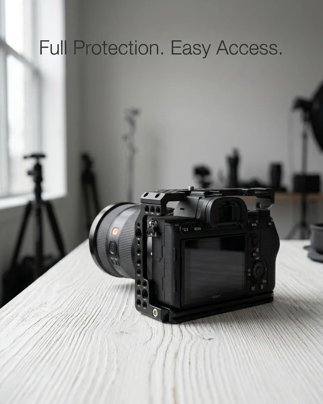 Alt view image 6 of 7 - SOARSHOT Camera Cage for Sony A7S III/A7 IV/A1/A7R IV/A7R V, CNC Aluminum Full Camera Cage with 1/4"-20 & 3/8"-16 Threads, ARRI Locating Holes, Cold Shoe, Compatible with HC-01 Top Handle