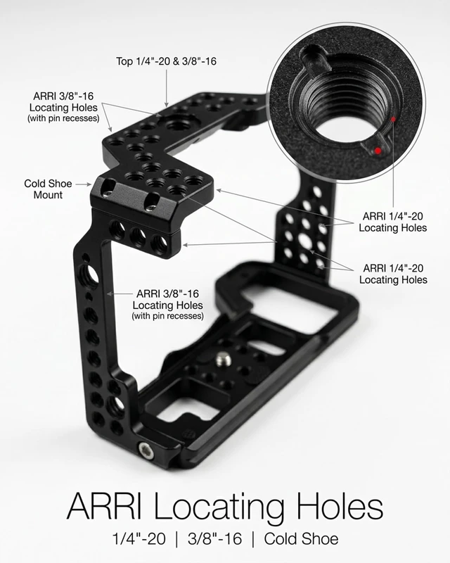 Alt view image 4 of 7 - SOARSHOT Camera Cage for Sony A7S III/A7 IV/A1/A7R IV/A7R V, CNC Aluminum Full Camera Cage with 1/4"-20 & 3/8"-16 Threads, ARRI Locating Holes, Cold Shoe, Compatible with HC-01 Top Handle